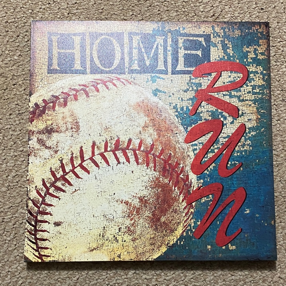 Home Run baseball wall art decor canvas